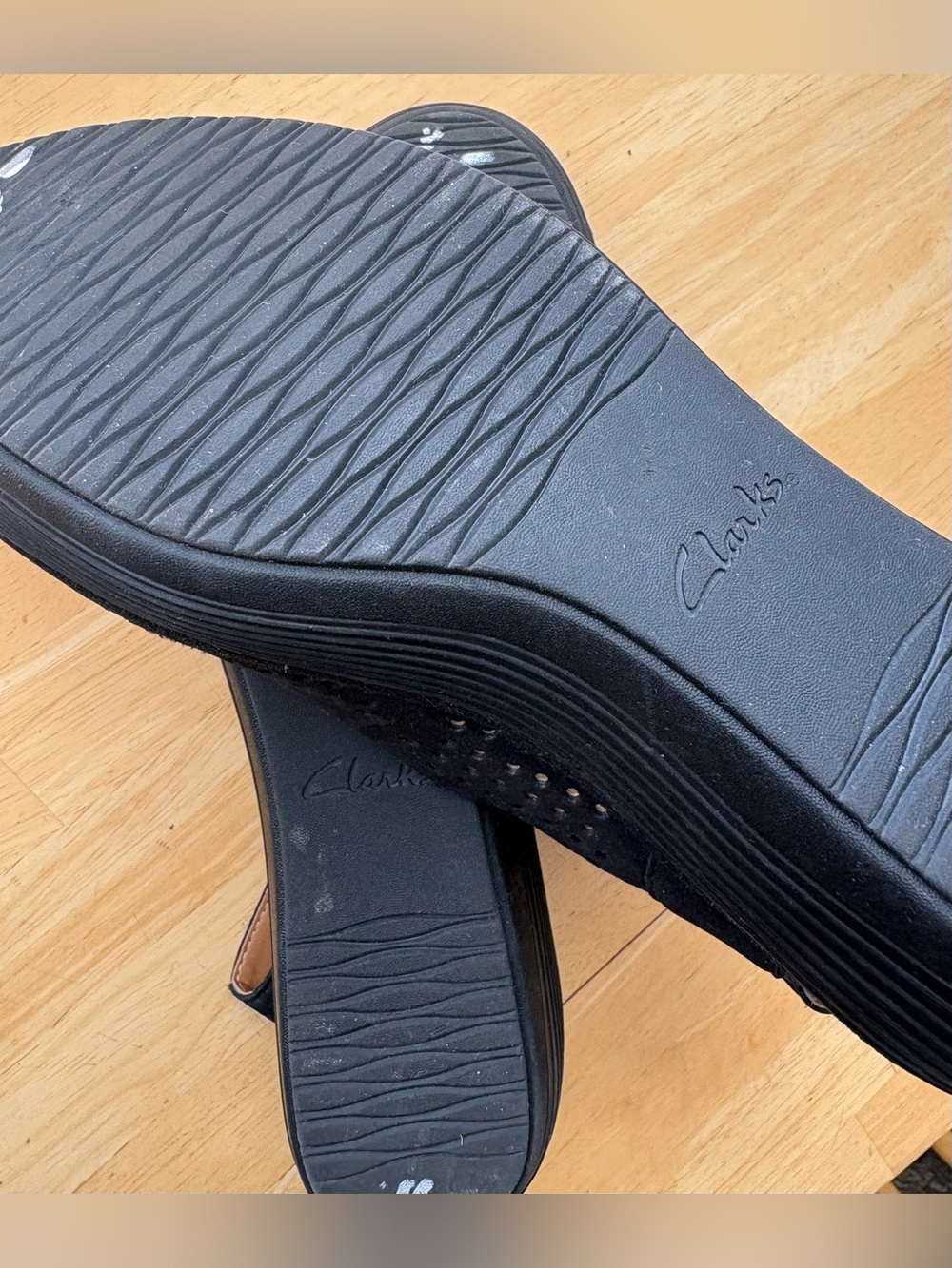 Clark’s Collection Reedly Salene Black Perforated Wedge Sandals w Ankle Strap 9 - Picture 7 of 12